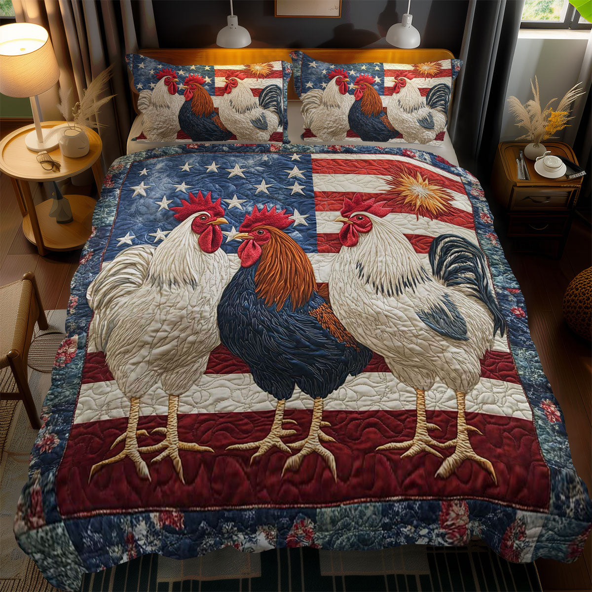 American Heritage Rooster WN1002045CL Quilted Bedding Set
