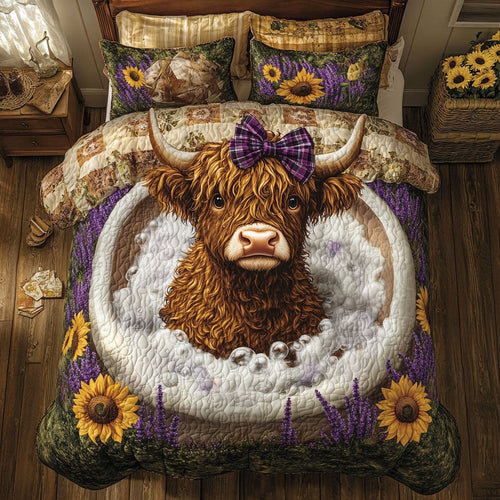Cow Bath Sunflower WT2702035CL Quilted Bedding Set