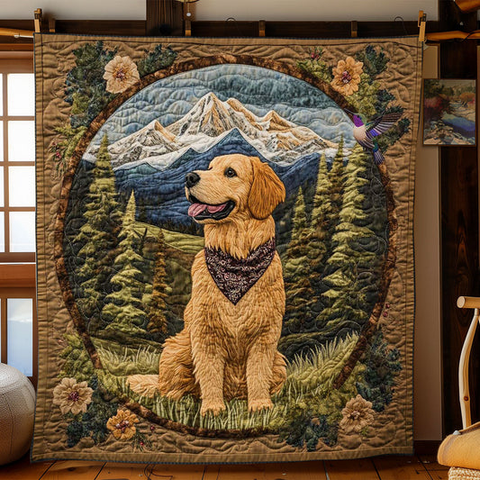 Golden Retriever Cozy Woods WN2810007CL Quilt Blanket
