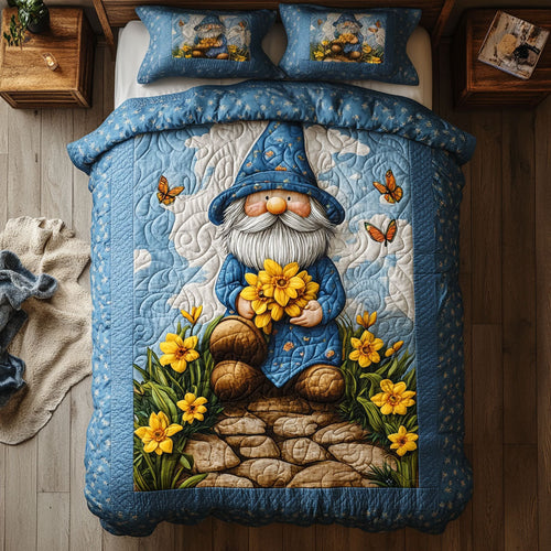 Gnome In Beautiful Garden WY1302088CL Quilted Bedding Set