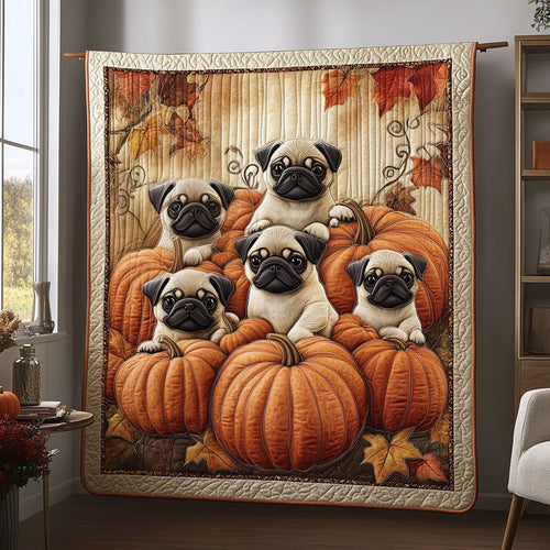 Pumpkin Pug CW2908057CL Quilt Blanket