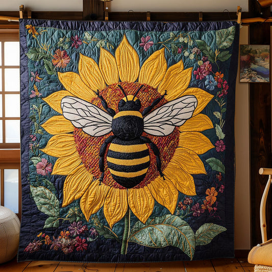 Sunflower Bee WN1202016CL Quilt Blanket