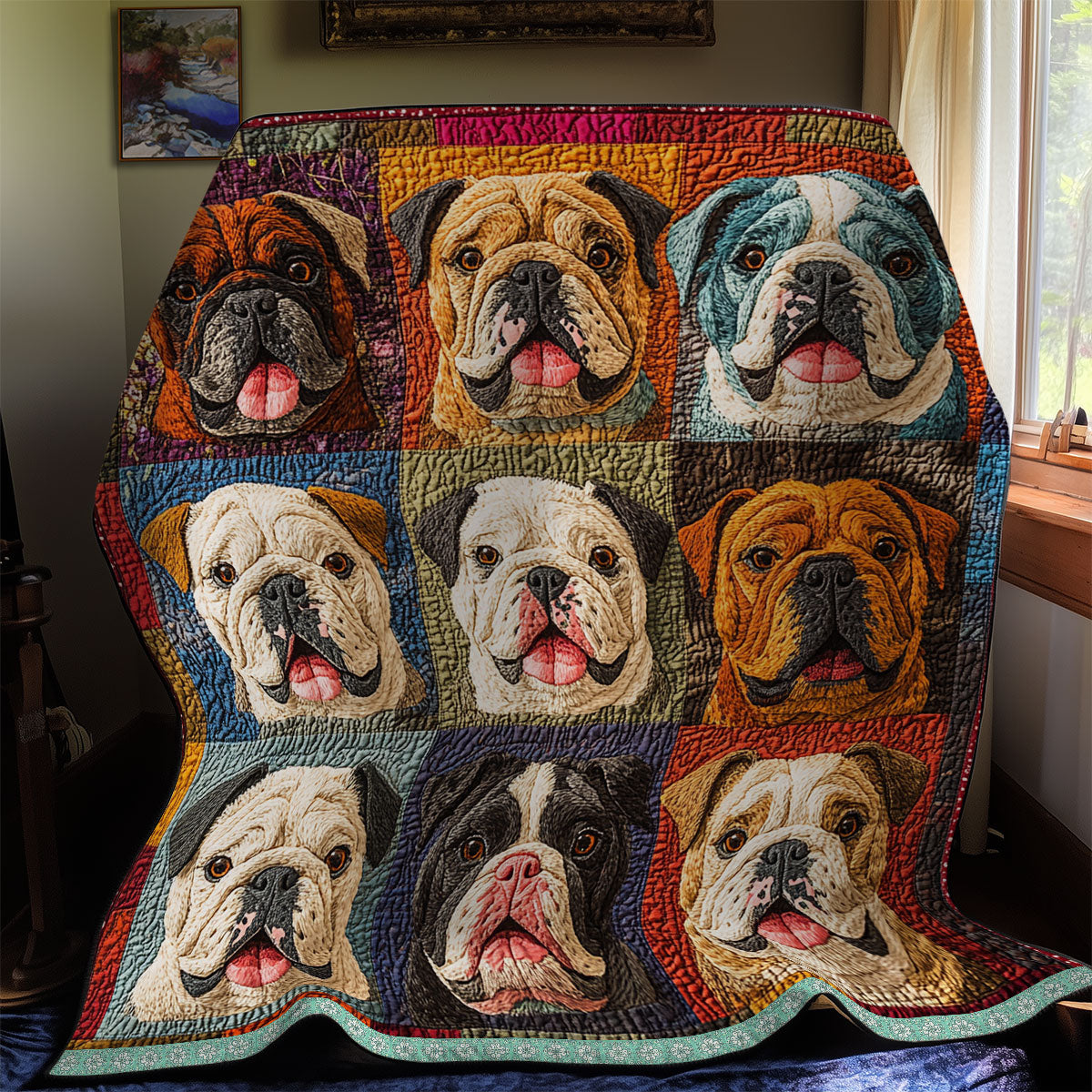 Bulldog Patchwork  WX2112002CL Quilt Blanket