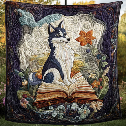 Husky Whimsical Pages WN2809071CL Quilt Blanket