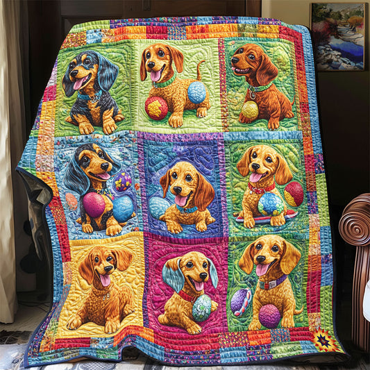 Dachshund Play Ball WY2712022CL Quilt Blanket