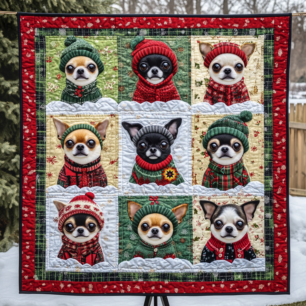 Chihuahua Sweater Party WG1203005CL Quilt Blanket