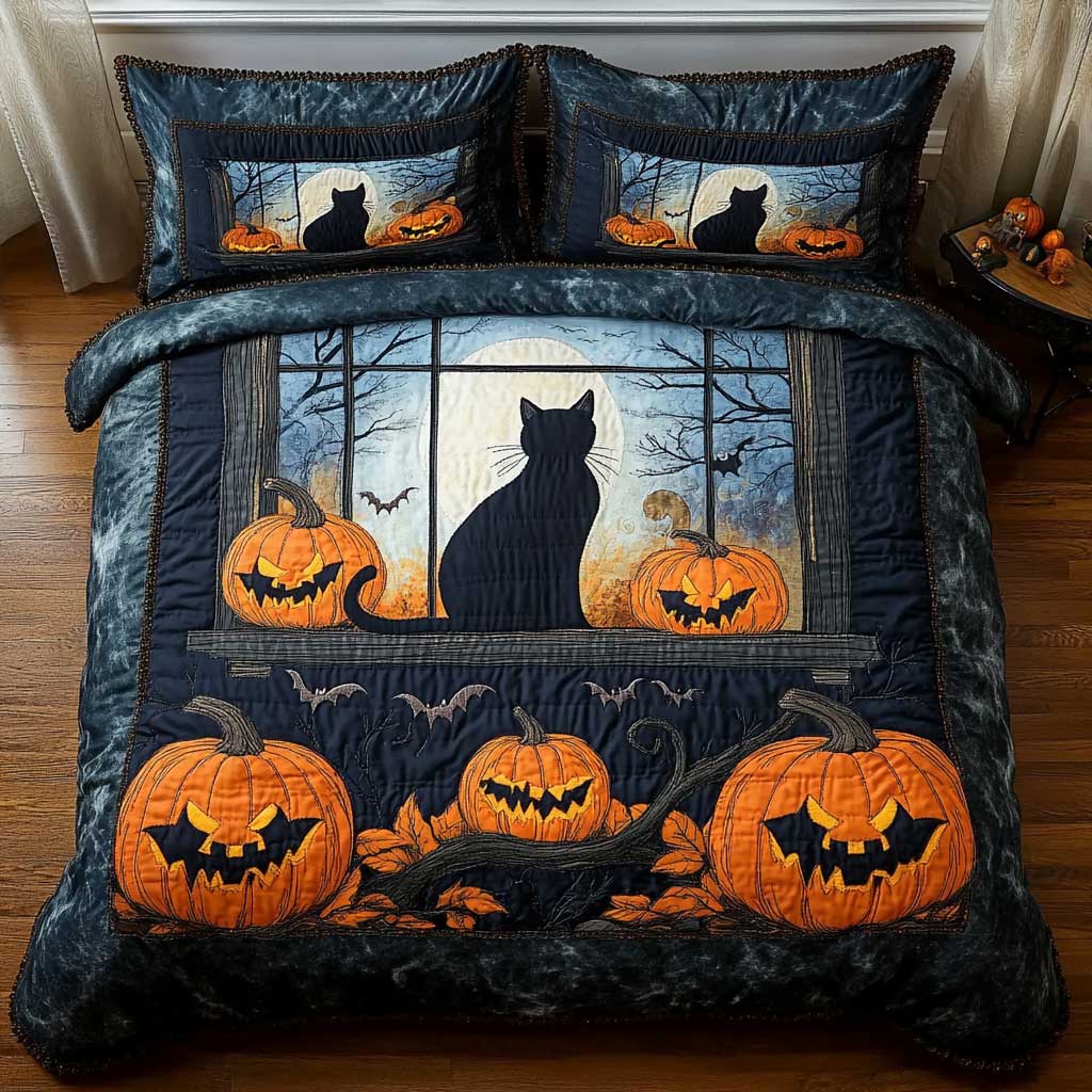 Nocturnal Cat WN1302012CL Quilted Bedding Set