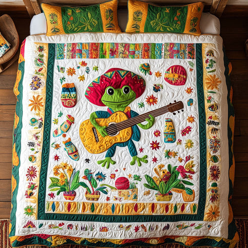Cute Frog Play Guitar WY0802029CL Duvet Cover Set