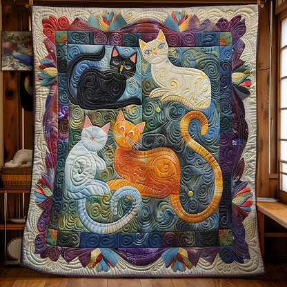 Abstract Cat Family WY0301031CL Quilt Blanket