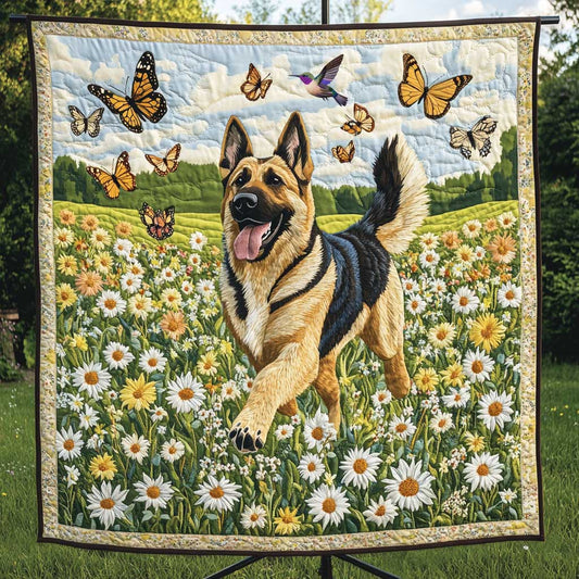 German Shepherd Blooming Chase WN0410036CL Quilt Blanket