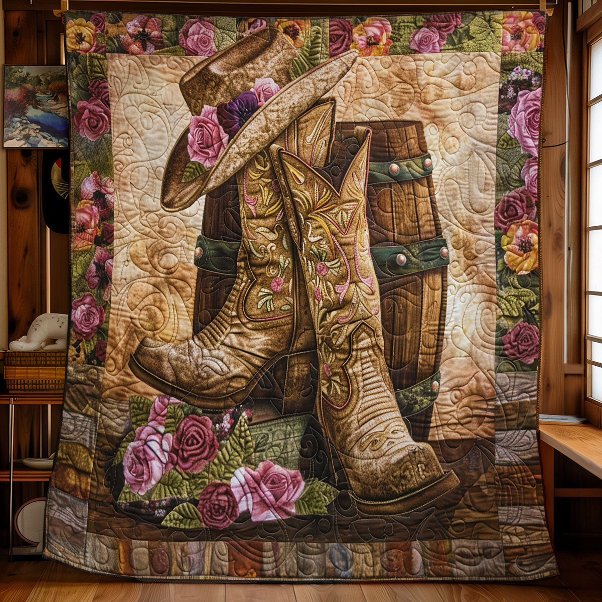 Floral Cowboy WX0201017CL Quilt Blanket