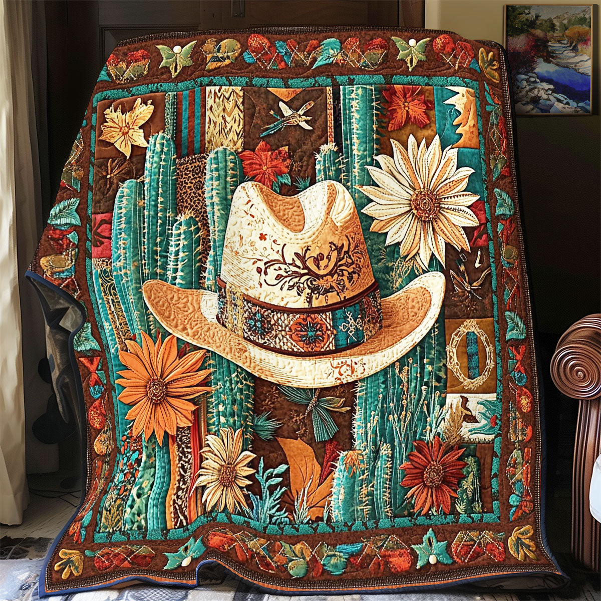 Cowboy Hat In Desert WY2101050CL Quilt Blanket