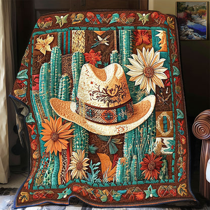 Cowboy Hat In Desert WY2101050CL Quilt Blanket