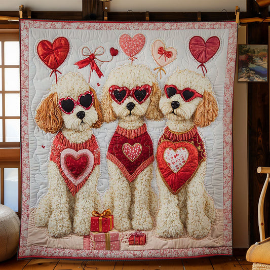 Valentine Poodle WN3112010CL Quilt Blanket