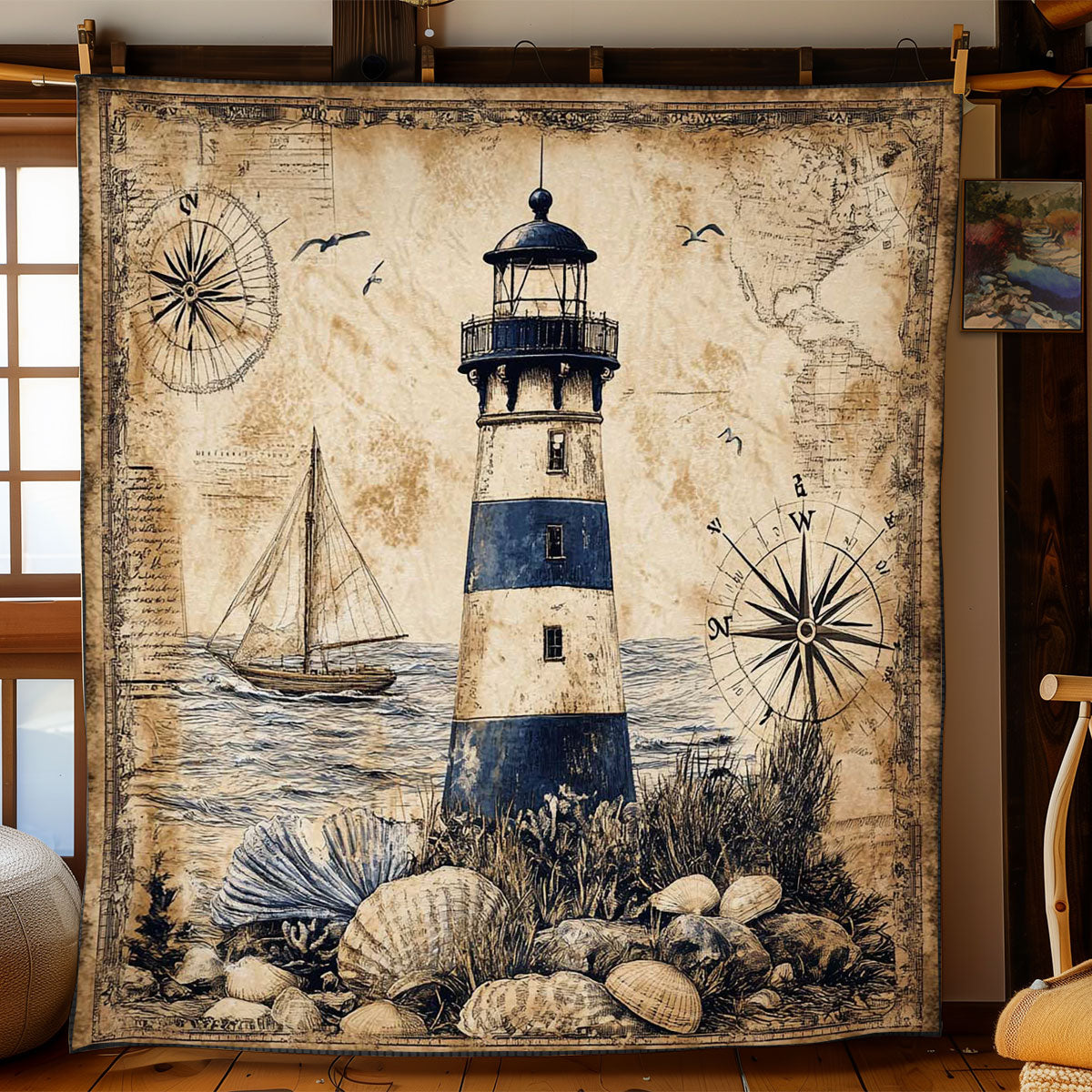 Sailor’s Lighthouse WN0502024CL Quilt Blanket