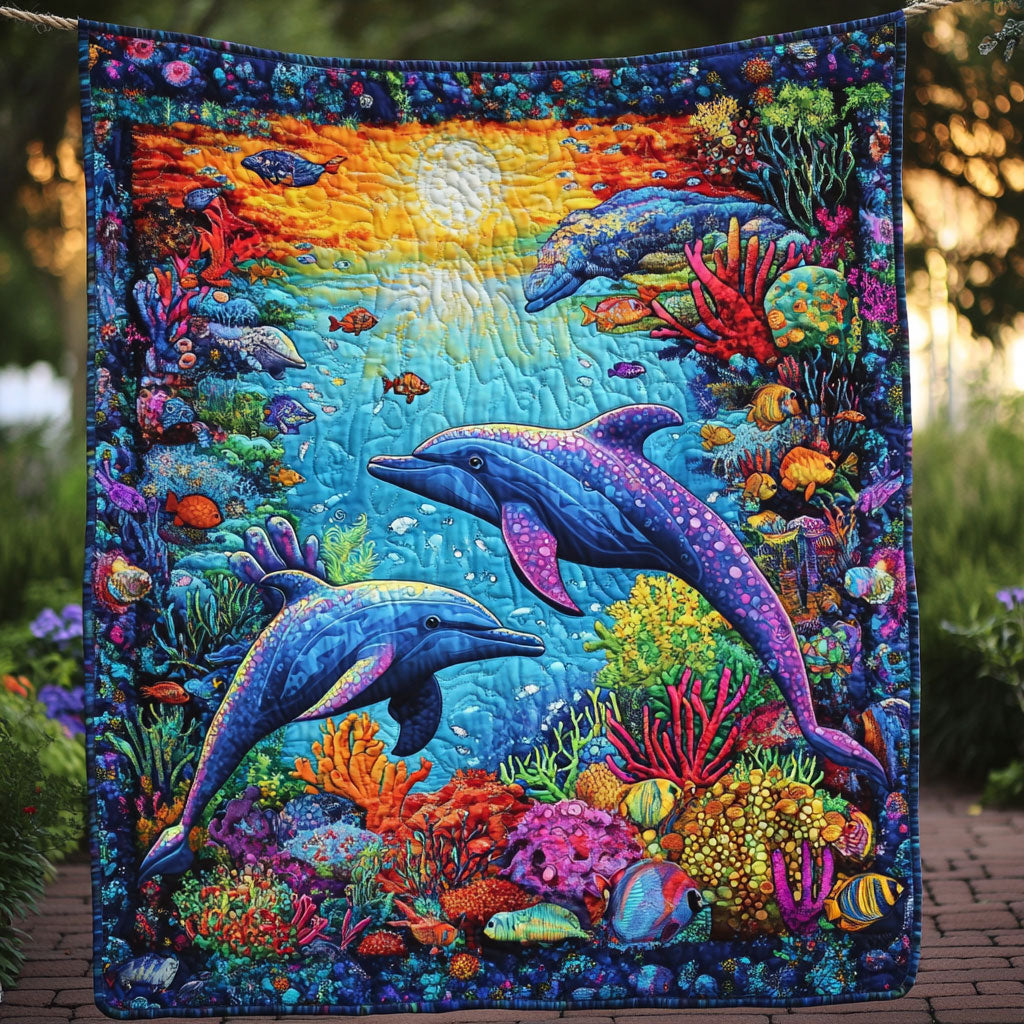 Dolphin Sea Fish WT1501008CL Quilt Blanket