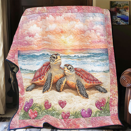 Couple Turtle In Sunset WY1701030CL Quilt Blanket