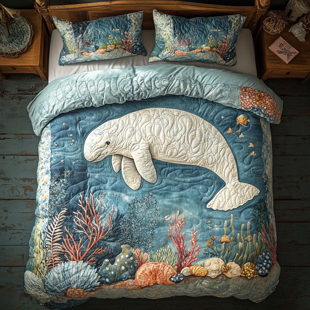 Manatee In Ocean WY2301018CL Duvet Cover Set