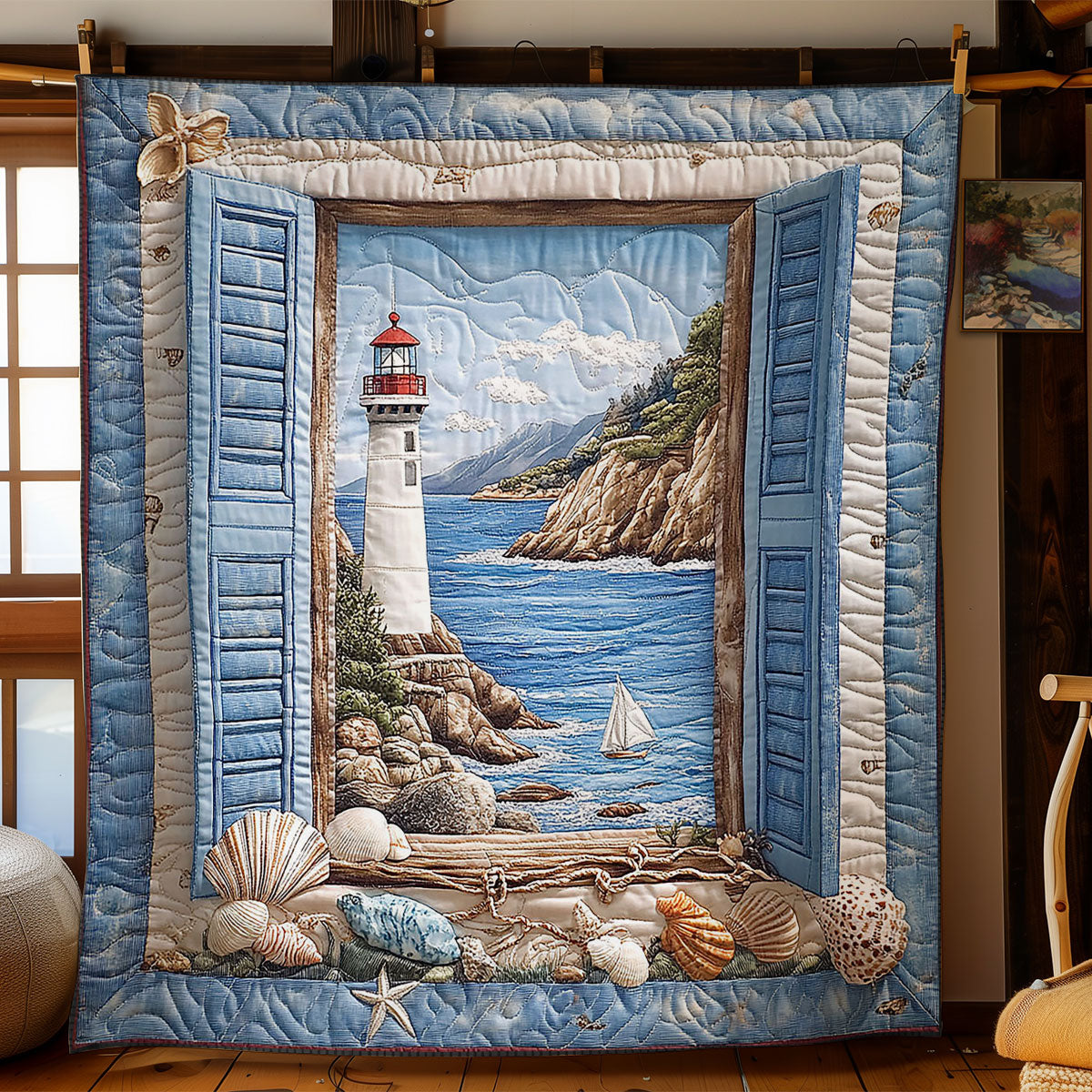 Ocean Lighthouse CW2504049CL Quilt Blanket