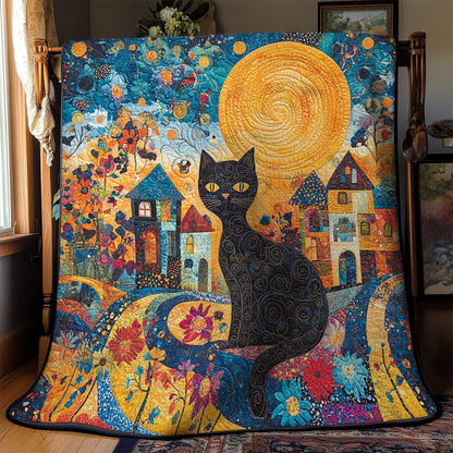 Black Cat In Street WY1002017CL Quilt Blanket
