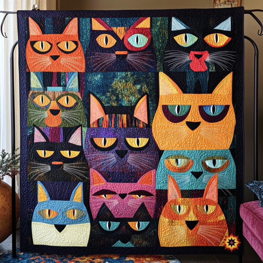 Abstract Cat WU0111003CL Quilt Blanket