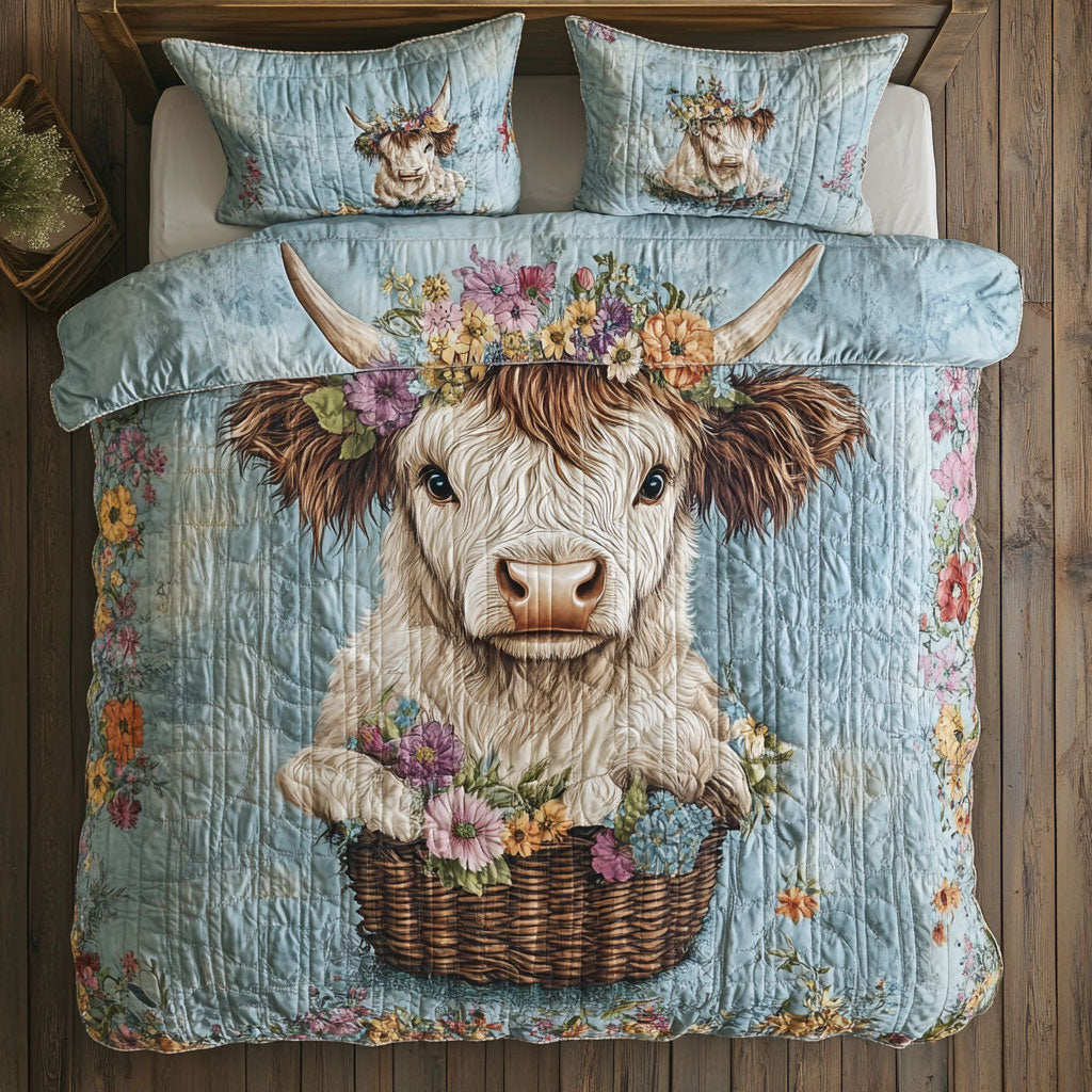 Cow Wildflowers WT2702032CL Quilted Bedding Set