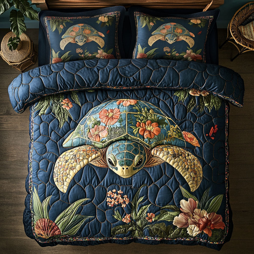 Mystic Flower Turtle Shell WY1902039CL Quilted Bedding Set