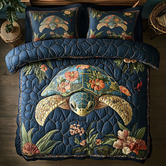 Mystic Flower Turtle Shell WY1902039CL Quilted Bedding Set