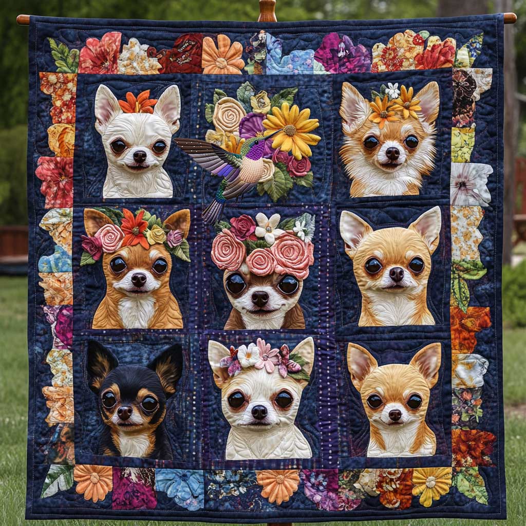 Floral Tropical  Chihuahua WP0810023CL Quilt Blanket