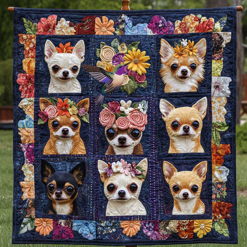 Floral Tropical  Chihuahua WP0810023CL Quilt Blanket