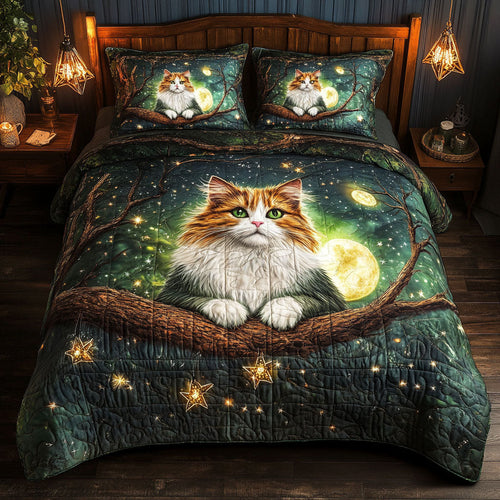 Fluffy Forest Cat WT0703082CL Quilted Bedding Set
