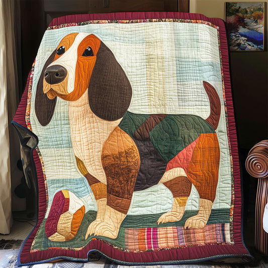 Adorable Basset Hound WX0301001CL Quilt Blanket