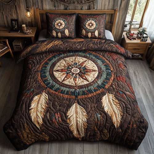 Feather And Compass WY1802053CL Quilted Bedding Set