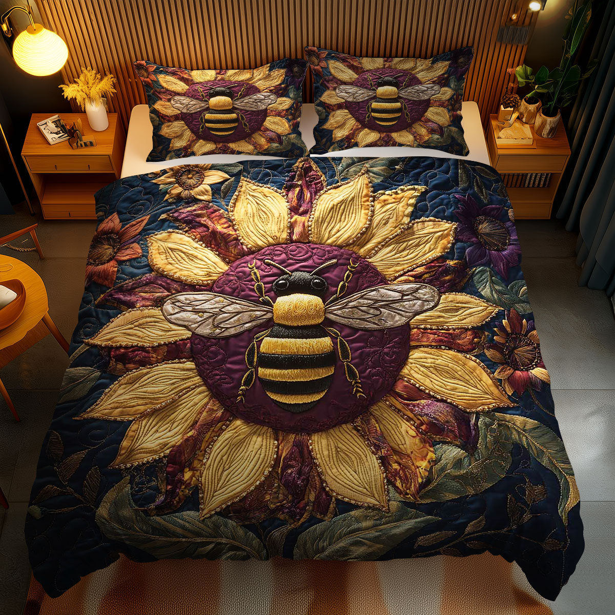 Honeycomb Bee WN1202073CL Quilted Bedding Set