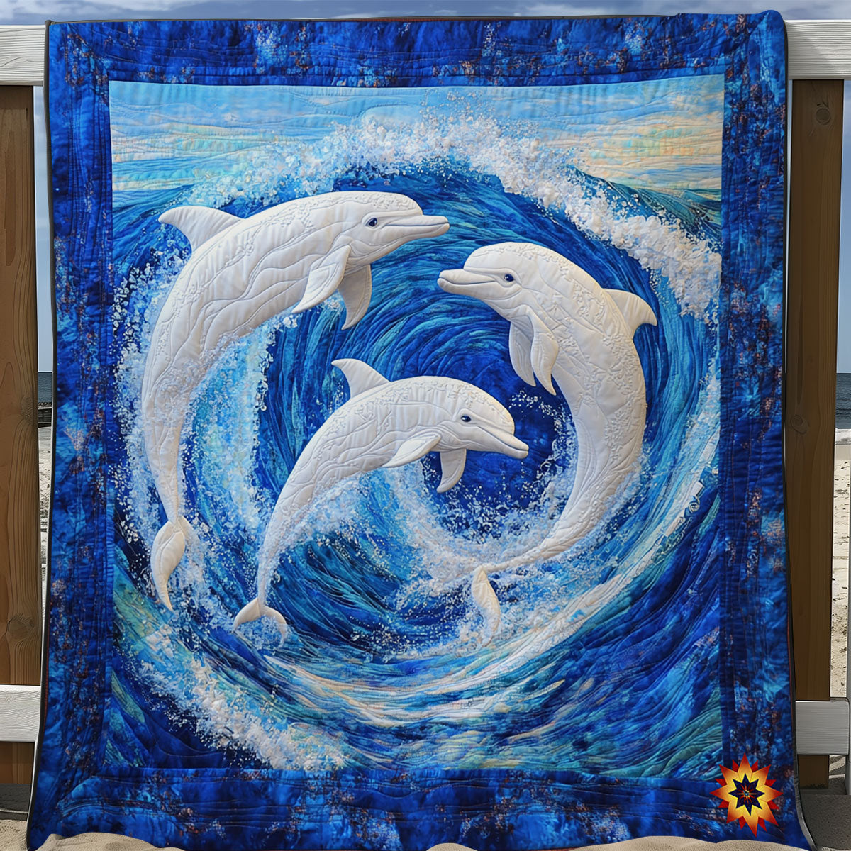 Wave Dolphin WY1411013CL Quilt Blanket