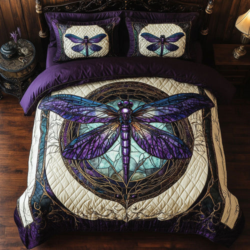 Dragonfly Stained Glass WT2702052CL Quilted Bedding Set