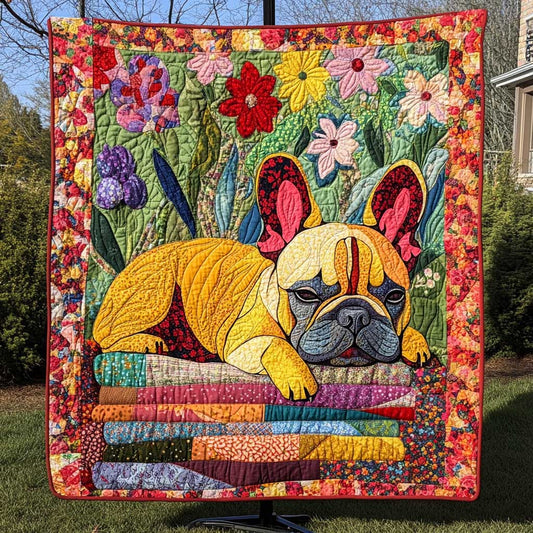 French Bulldog Cozy Reads WN2709148CL Quilt Blanket