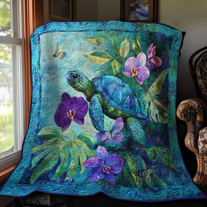 Purple Flower Turtle WY0911028CL Quilt Blanket