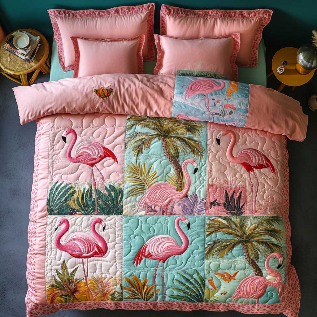 Flamingo Paradise WN1202002CL Quilted Bedding Set