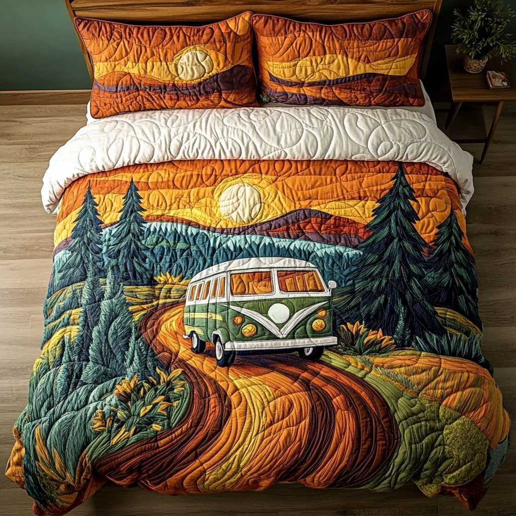 Forest Escape Camper Car WN1202033CL Quilted Bedding Set