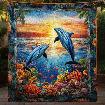 Two Playful Dolphins WT2702123CL Quilt Blanket