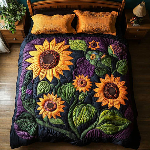 Violet Sunflower Garden WP1102006CL Quilted Bedding Set