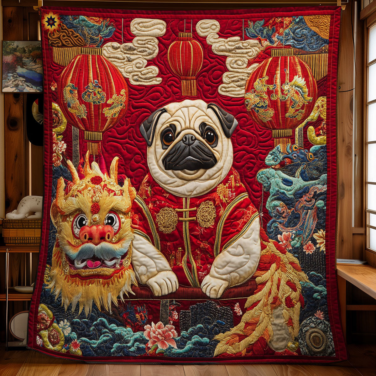 New Year Dog WY2312048CL Quilt Blanket