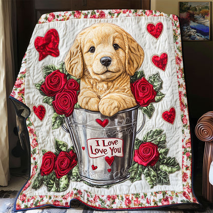 Adorable Golden Retriever WX2712001CL Quilt Blanket