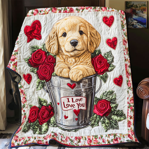 Adorable Golden Retriever WX2712001CL Quilt Blanket