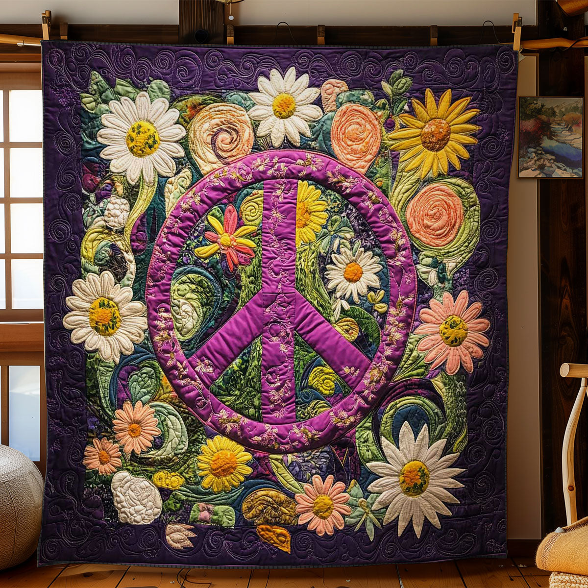 Purple Peace Garden WN2201001CL Quilt Blanket