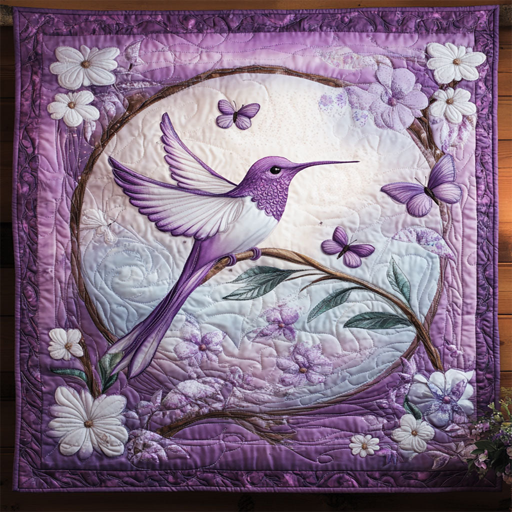Purple Hummingbird WJ0801017CL Quilt Blanket