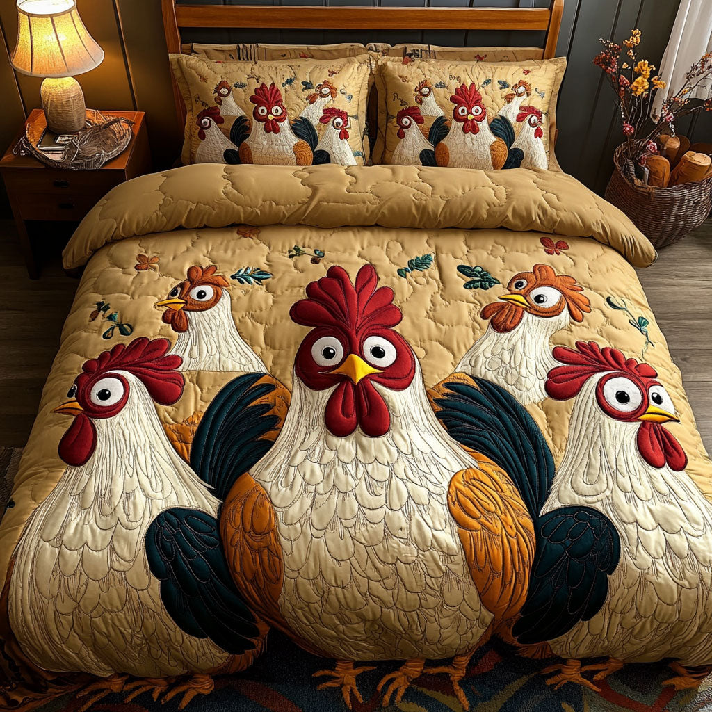 Funny Chicken WJ1403040CL Quilted Bedding Set