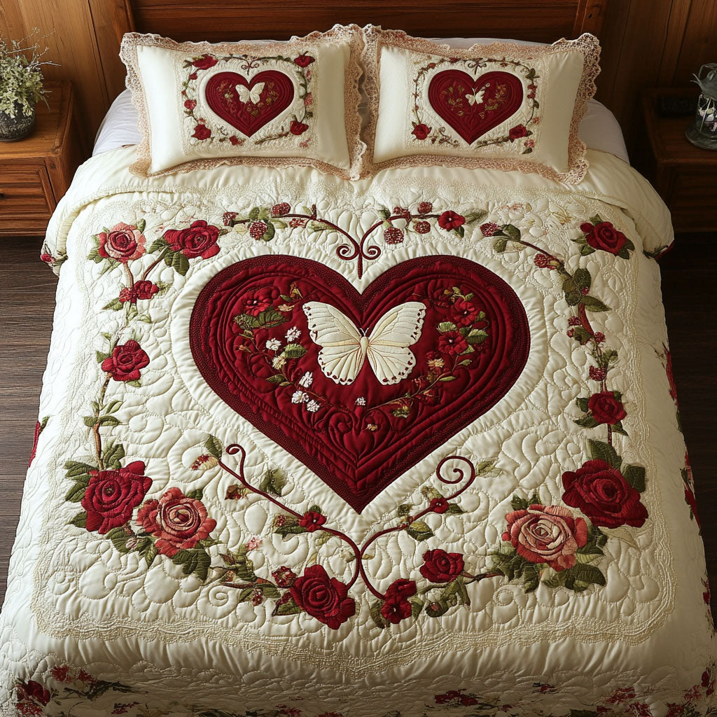 Heart And Butterfly WY1302092CL Quilted Bedding Set