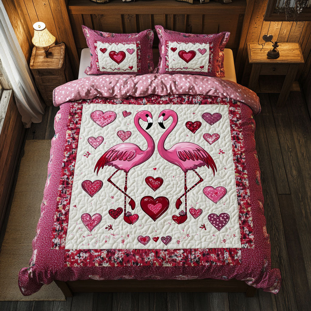 Couple Heart Flamingo WY2901026CL Duvet Cover Set